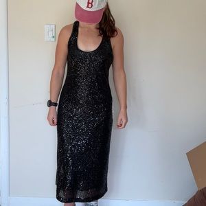 Black Sequin Tank Dress